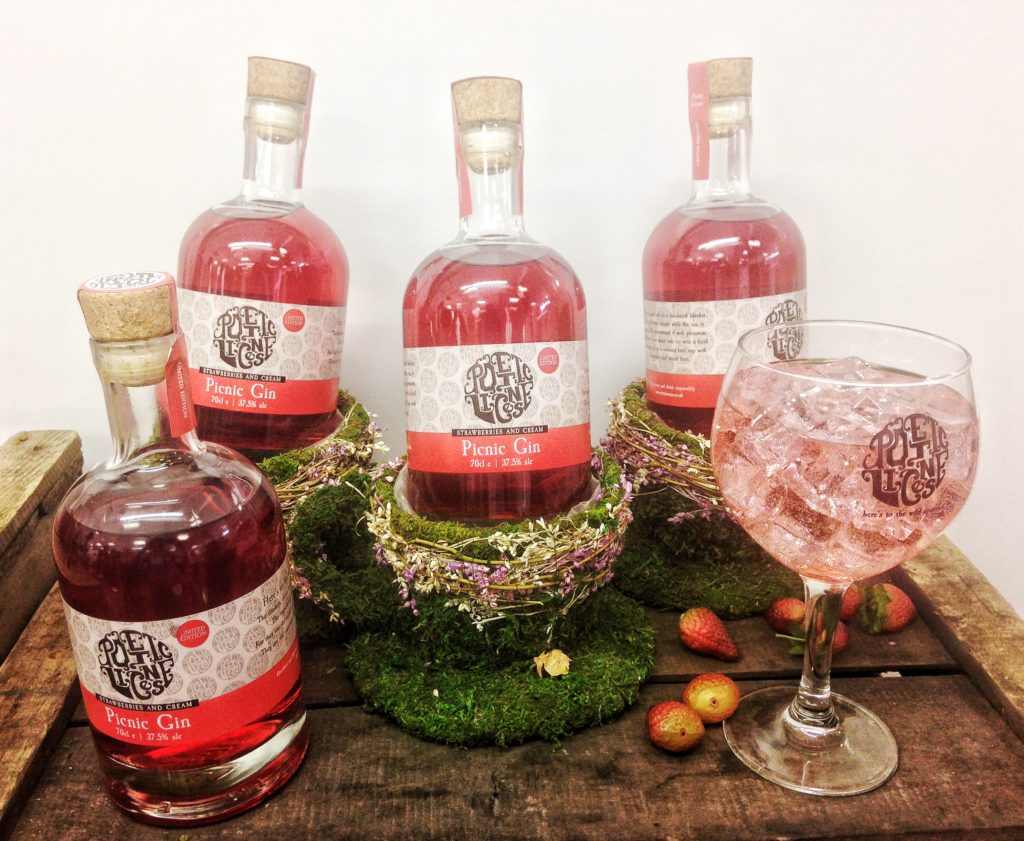 Bottles of Picnic Gin from Poetic License distillery