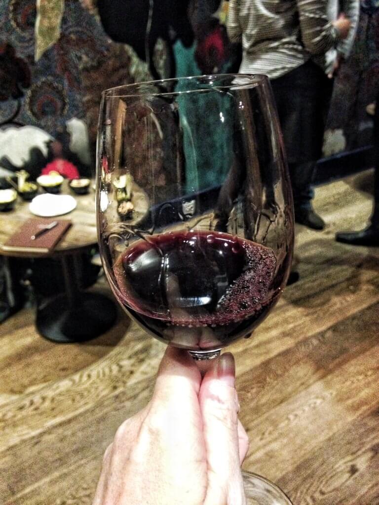 A glass of red wine