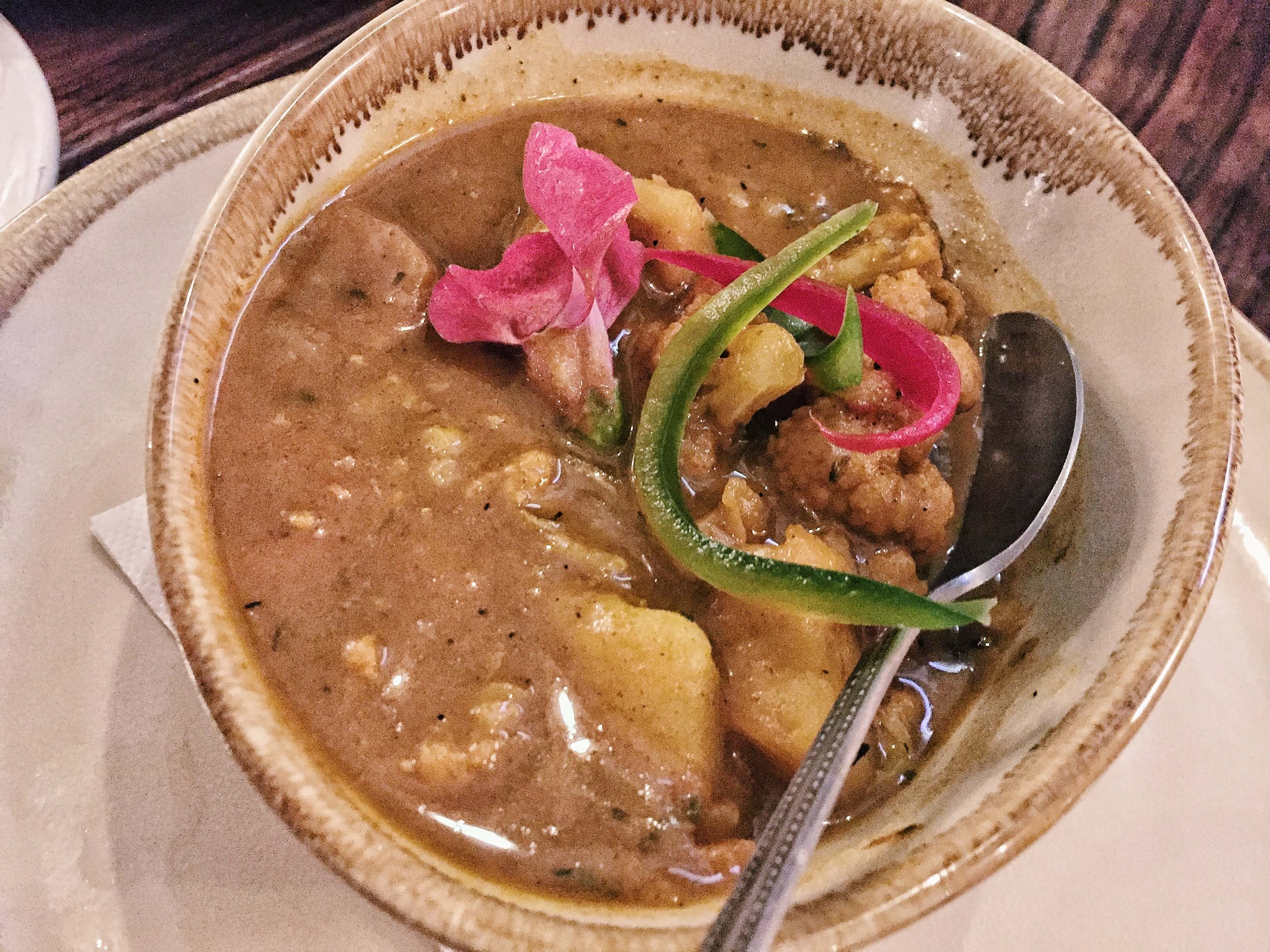 Vegetable stew at Cottons Caribbean restaurant in Shoreditch, London