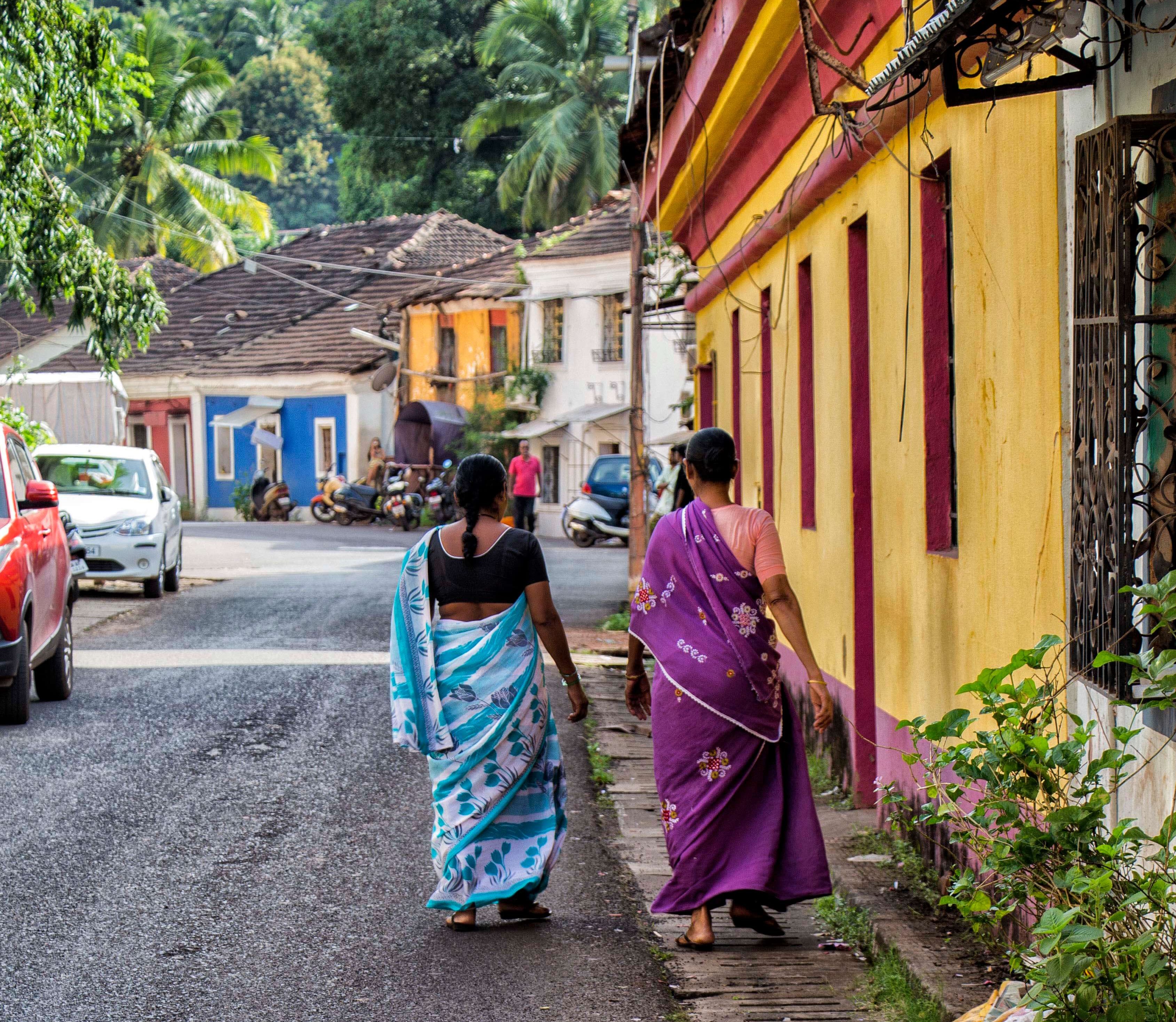 Indian women in saris in Panaji, Goa