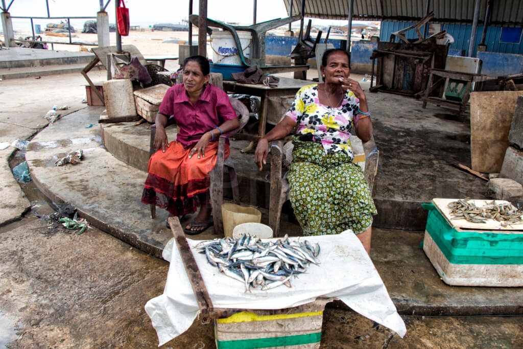 Two women at the fish market in Negombo, Sri Lanka