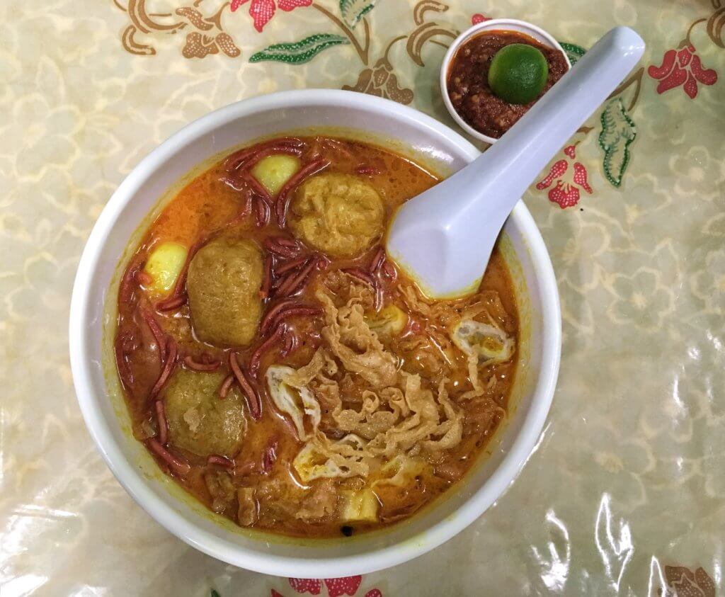 A bowl of nyonya laksa in Melaka/Malacca, Malaysia