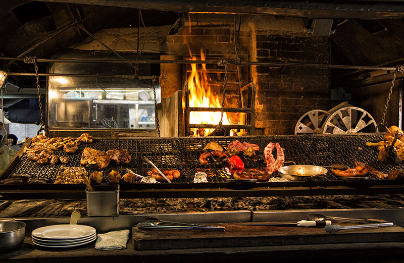 Parilla - grilled meat - in the Mercado del Puerto at Montevideo