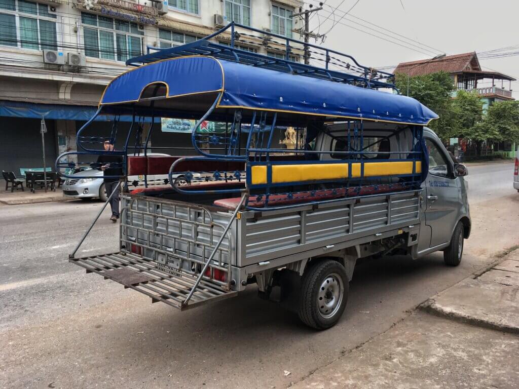 A songthaew shuttle to the bus station in Luang Namtha, Laos